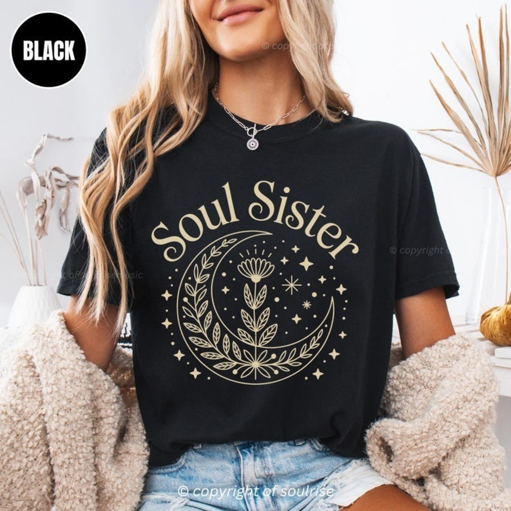 Soul Sister Shirt, Boho Tee, Moon And Stars Best Friend Gift